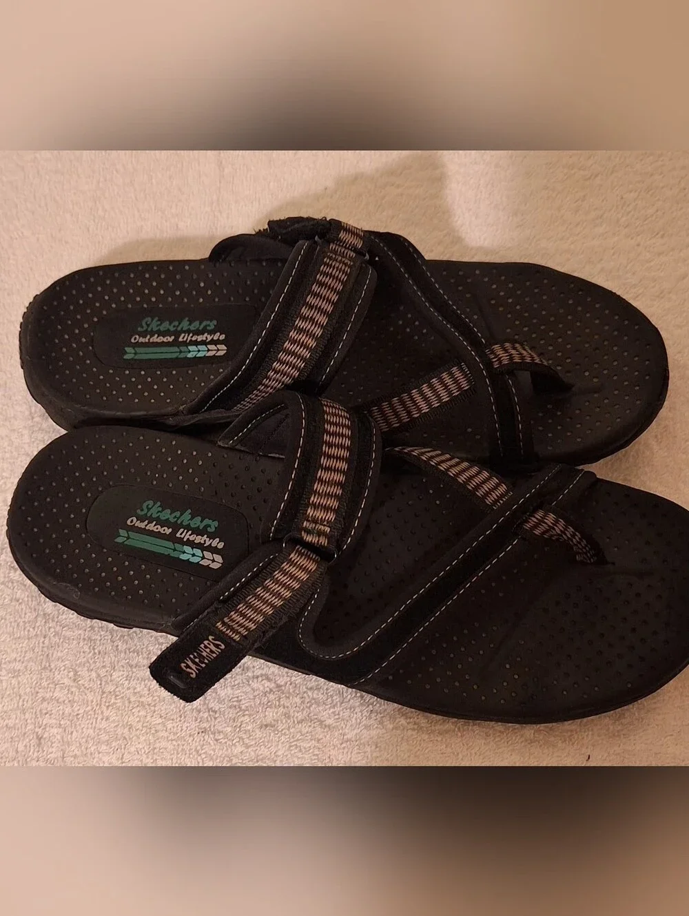 Skechers Men’s Black Brown Webbing Sport Sandals